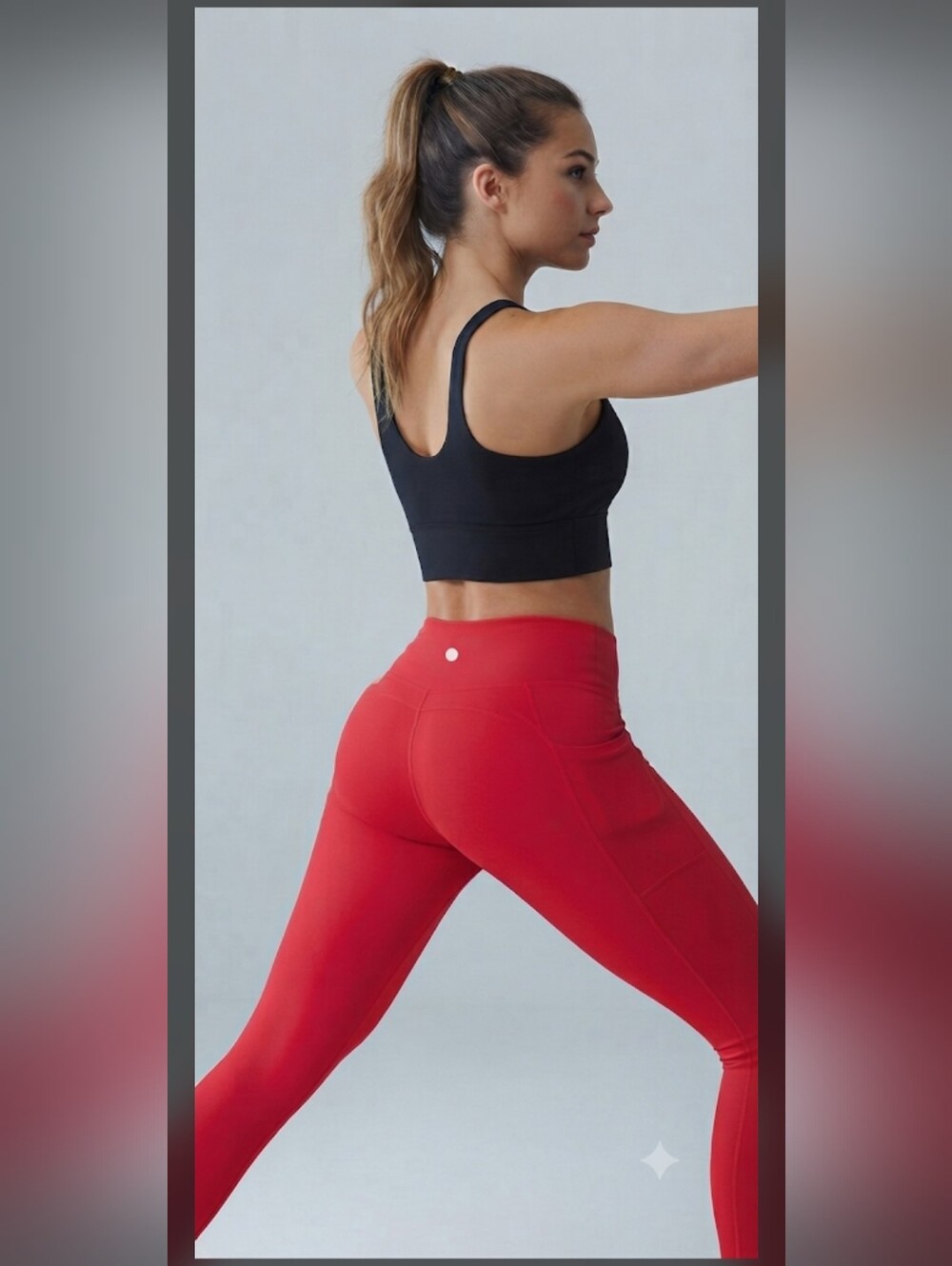 Yogalicious Lux Red High Rise Pocket Leggings Size Large